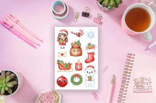Naklejki foliowe 13x19 Kawaii Święta MaDam Creative