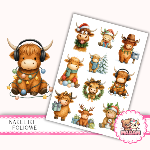 Naklejki foliowe 13x19 Świąteczna Krówka MaDam Creative