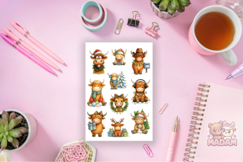 Naklejki foliowe 13x19 Świąteczna Krówka MaDam Creative