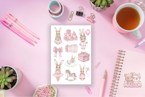 Naklejki foliowe 13x19 Różowy Króliczek MaDam Creative