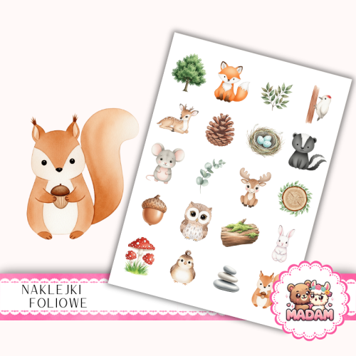 Naklejki foliowe 13x19 Leśne Zwierzątka vol. 2 MaDam Creative