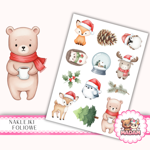 Naklejki foliowe 13x19 Świąteczne Leśne Zwierzątka MaDam Creative
