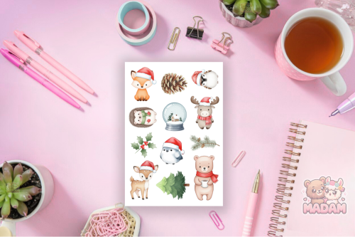 Naklejki foliowe 13x19 Świąteczne Leśne Zwierzątka MaDam Creative