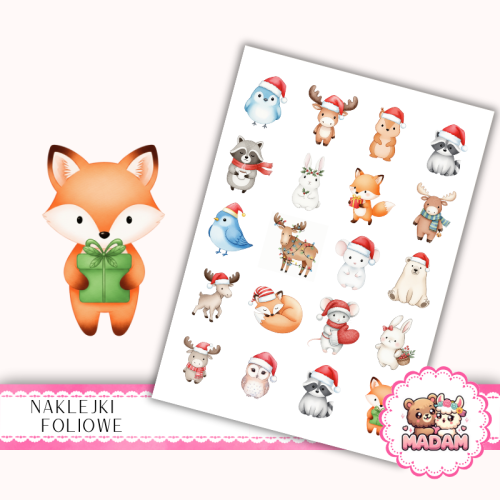 Naklejki foliowe 13x19 Świąteczne Leśne Zwierzątka vol. 2 MaDam Creative