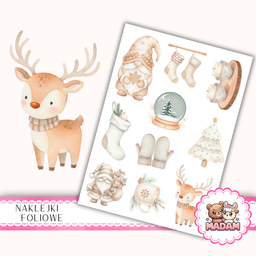 Naklejki foliowe 13x19 Beżowe Święta MaDam Creative