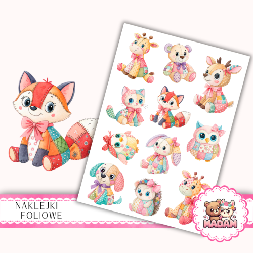 Naklejki foliowe 13x19 Urocze Pluszaki MaDam Creative