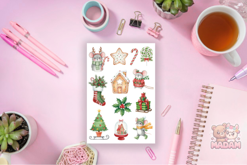 Naklejki foliowe 13x19 Świąteczna Myszka MaDam Creative