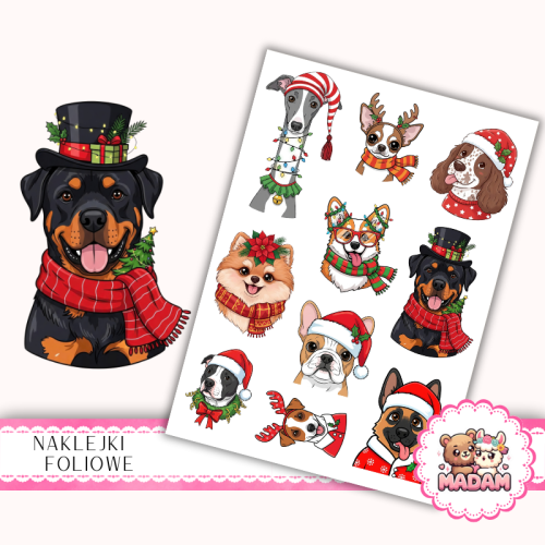 Naklejki foliowe 13x19 Świąteczny Piesek MaDam Creative