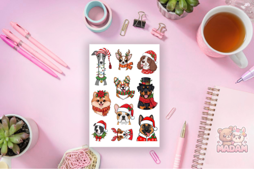 Naklejki foliowe 13x19 Świąteczny Piesek MaDam Creative
