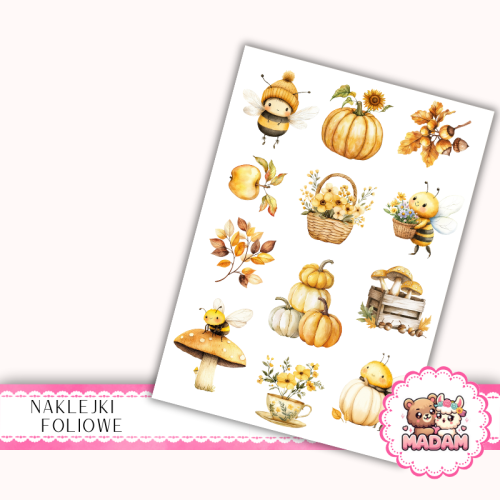 Naklejki foliowe 13x19 Jesienne Pszczółki MaDam Creative