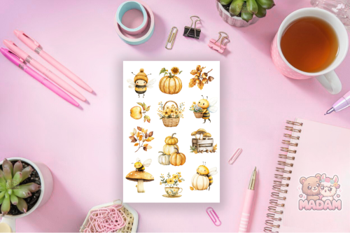 Naklejki foliowe 13x19 Jesienne Pszczółki MaDam Creative