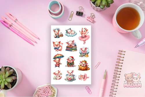 Naklejki foliowe 13x19 Urocza Świnka MaDam Creative