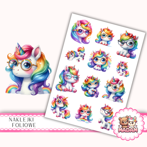 Naklejki foliowe 13x19 Tęczowy Jednorożec MaDam Creative