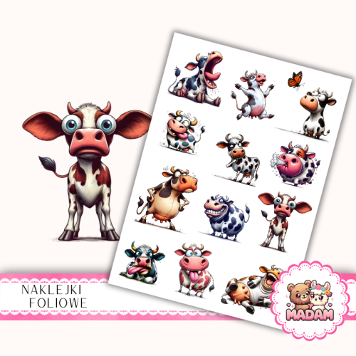 Naklejki foliowe 13x19 Zabawne Szkicowe Krówki MaDam Creative