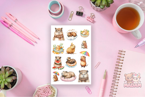 Naklejki foliowe 13x19 Kawaii Kapibara MaDam Creative