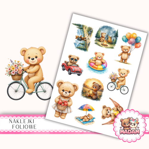 Naklejki foliowe 13x19 Miś Podróżnik MaDam Creative