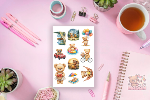 Naklejki foliowe 13x19 Miś Podróżnik MaDam Creative