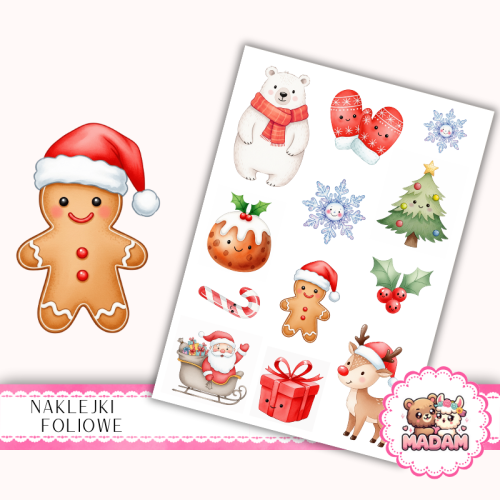 Naklejki foliowe 13x19 Kawaii Święta vol. 4 MaDam Creative