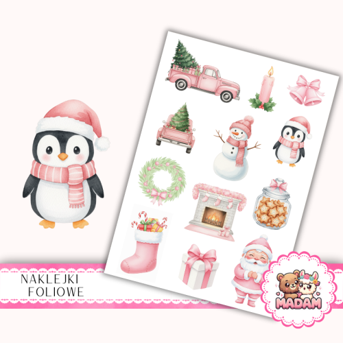 Naklejki foliowe 13x19 Różowe Święta MaDam Creative