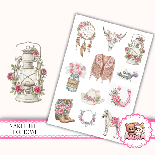 Naklejki foliowe 13x19 Różowa Kowbojka MaDam Creative