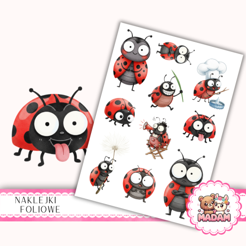 Naklejki foliowe 13x19 Zabawna Biedronka MaDam Creative