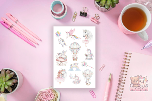 Naklejki foliowe 13x19 Uroczy Jednorożec MaDam Creative