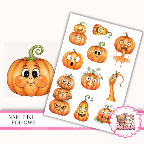 Naklejki foliowe 13x19 Zabawna Dynia Halloween MaDam Creative