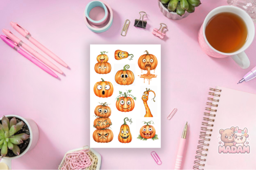 Naklejki foliowe 13x19 Zabawna Dynia Halloween MaDam Creative