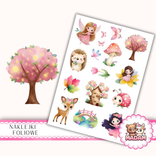 Naklejki foliowe 13x19 Różowy Bajkowy Las MaDam Creative