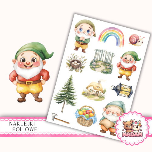 Naklejki foliowe 13x19 Leśne Krasnoludki MaDam Creative
