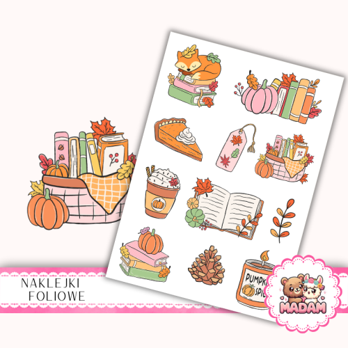 Naklejki foliowe 13x19 Jesienny Miłośnik Książek MaDam Creative