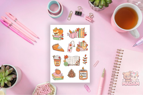 Naklejki foliowe 13x19 Jesienny Miłośnik Książek MaDam Creative