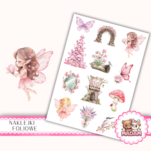 Naklejki foliowe 13x19 Różowa Wróżka MaDam Creative