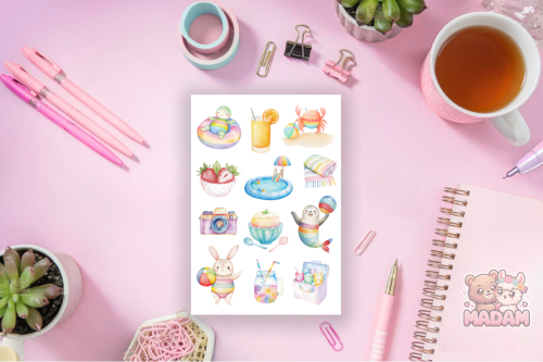 Naklejki foliowe 13x19 Zwierzaki na Basenowym Party MaDam Creative