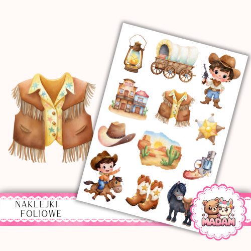 Naklejki foliowe 13x19 Uroczy Kowboj MaDam Creative