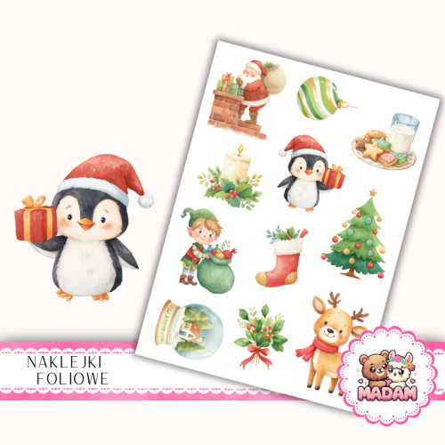 Naklejki foliowe 13x19 Świąteczne Elfy MaDam Creative