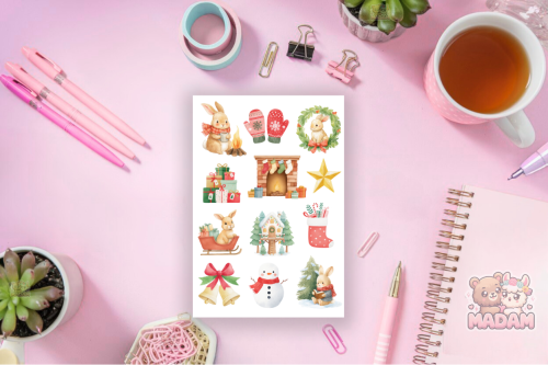 Naklejki foliowe 13x19 Świąteczne Króliczki MaDam Creative