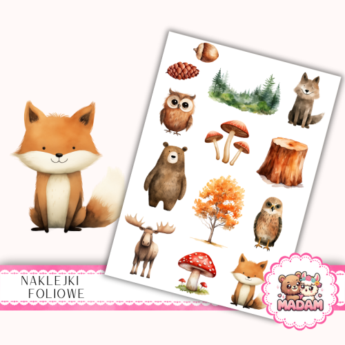 Naklejki foliowe 13x19 Leśne Zwierzątka MaDam Creative
