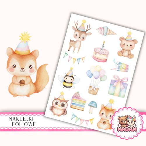 Naklejki foliowe 13x19 Leśne Urodziny MaDam Creative