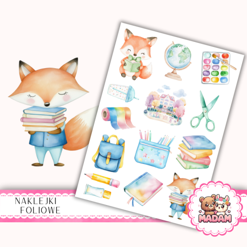 Naklejki foliowe 13x19 Lisek w Nowej Szkole MaDam Creative