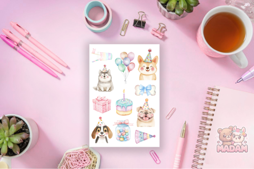 Naklejki foliowe 13x19 Psiaki na Imprezie MaDam Creative