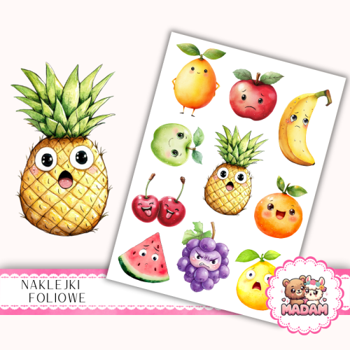 Naklejki foliowe 13x19 Owoce do Klasy MaDam Creative