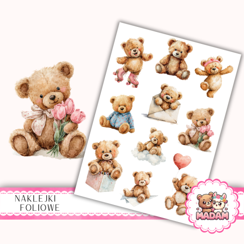 Naklejki foliowe 13x19 Najsłodsze Misie Pluszowe MaDam Creative