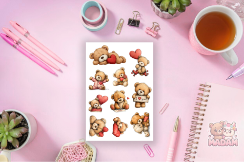 Naklejki foliowe 13x19 Miłosne Misie MaDam Creative