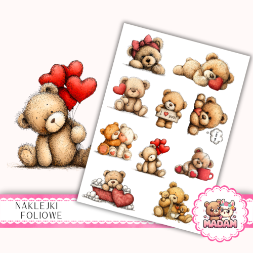 Naklejki foliowe 13x19 Miłosne Misie vol. 2 MaDam Creative