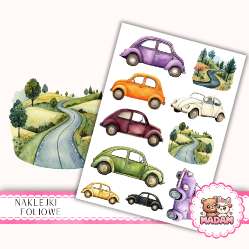 Naklejki foliowe 13x19 Samochodziki MaDam Creative
