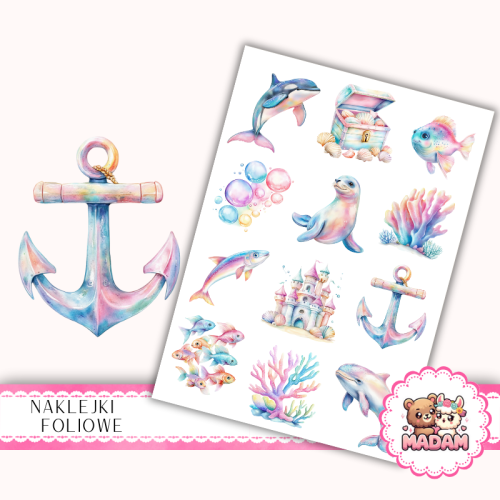 Naklejki foliowe 13x19 Pastelowe Życie Morskie MaDam Creative