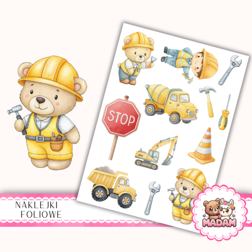 Naklejki foliowe 13x19 Plac Budowy dla Dzieci MaDam Creative