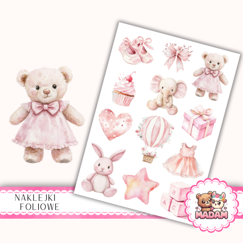 Naklejki foliowe 13x19 Baby Shower Dziewczynka MaDam Creative