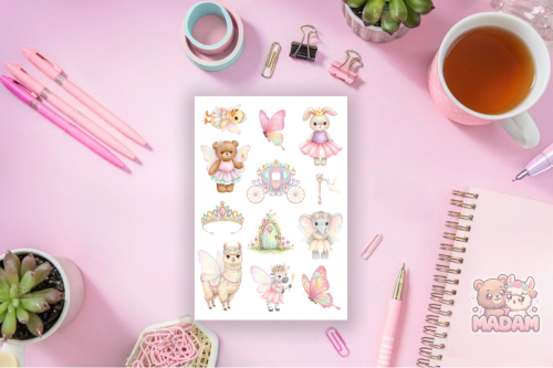 Naklejki foliowe 13x19 Księżniczki i Bajkowe Zwierzątka MaDam Creative